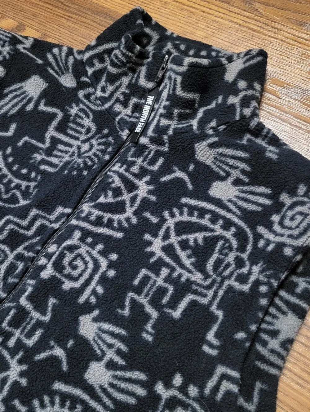 Fleece Full Zip NORTH FACE Vest Tribal People GEOMETRIC Print Mens M / Womens L